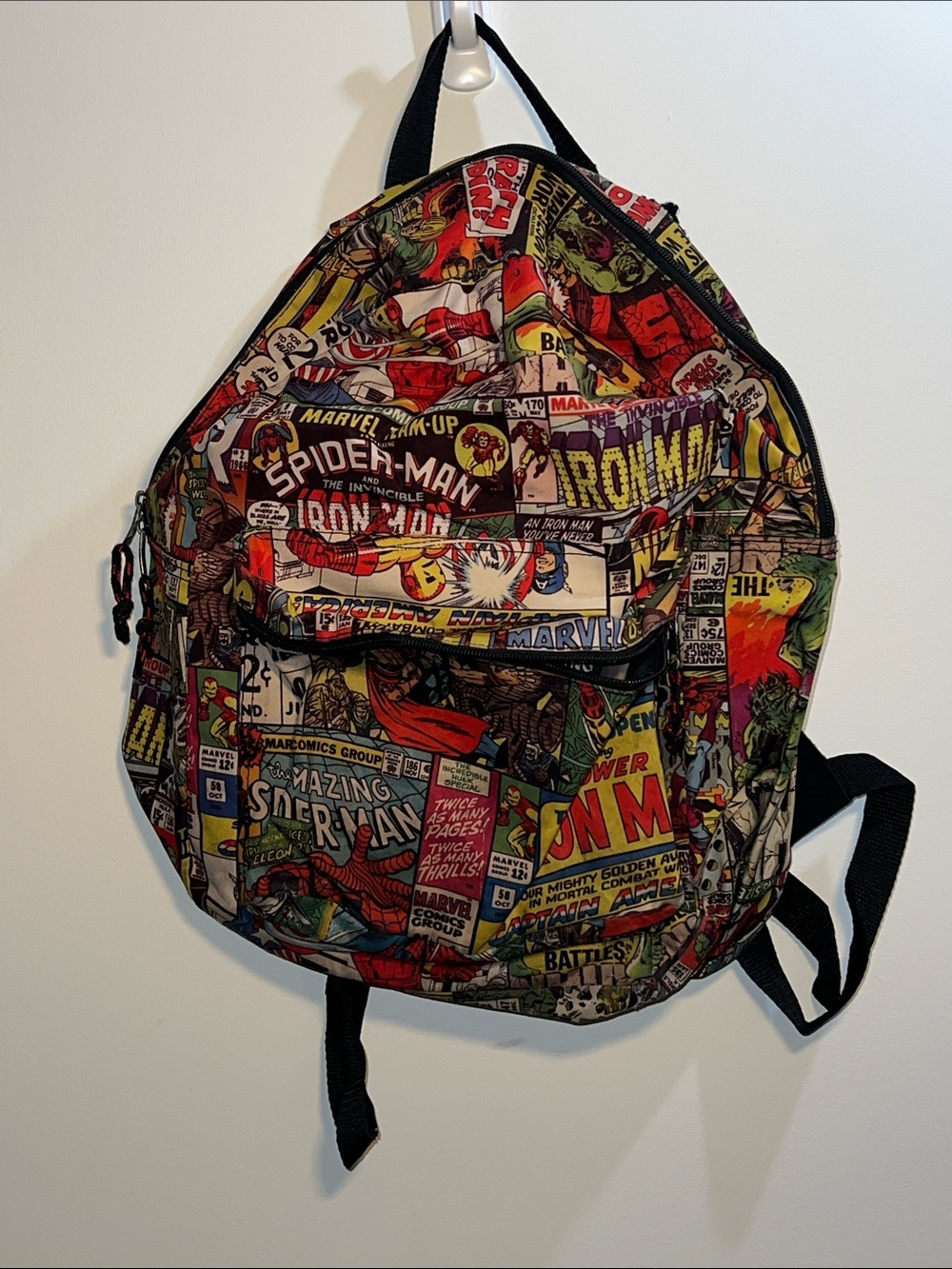 Marvel Comic Collage Backpack - Red, Yellow, Green, Black